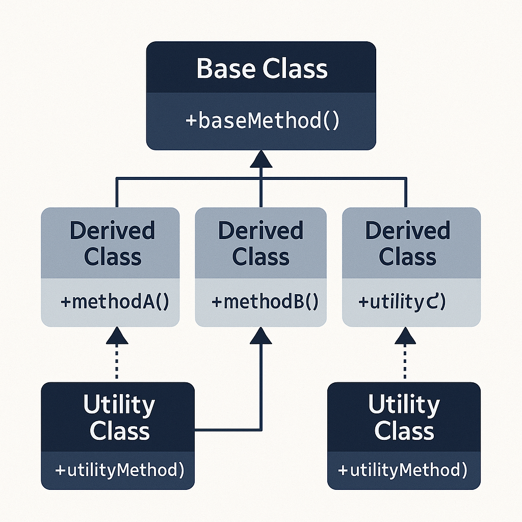 객체지향 프로그래밍에서 DRY 원칙을 적용한 클래스 다이어그램 - 상속과 컴포지션 활용