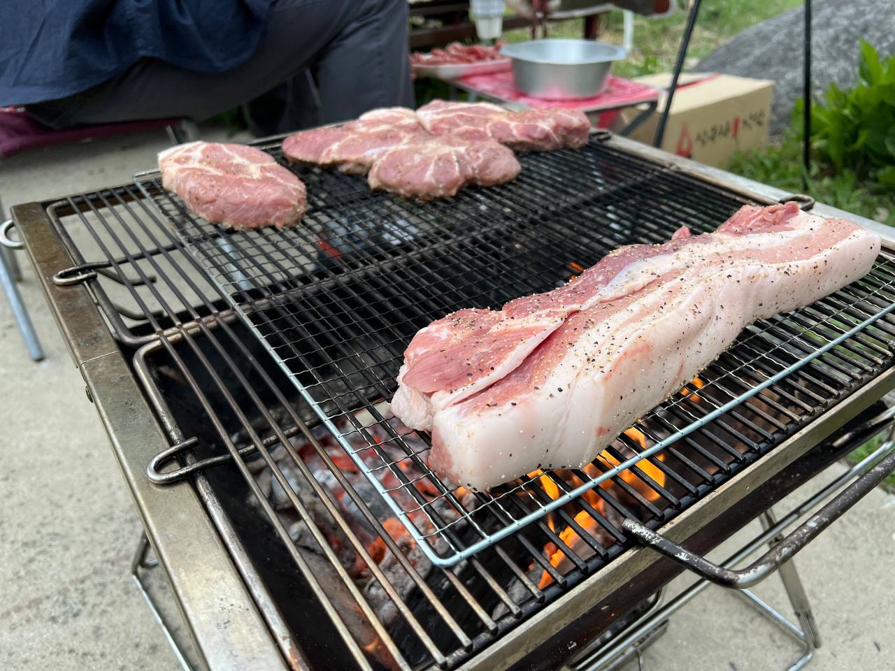 캠핑 화로대 삼겹살 목살 양평휴캠핑장