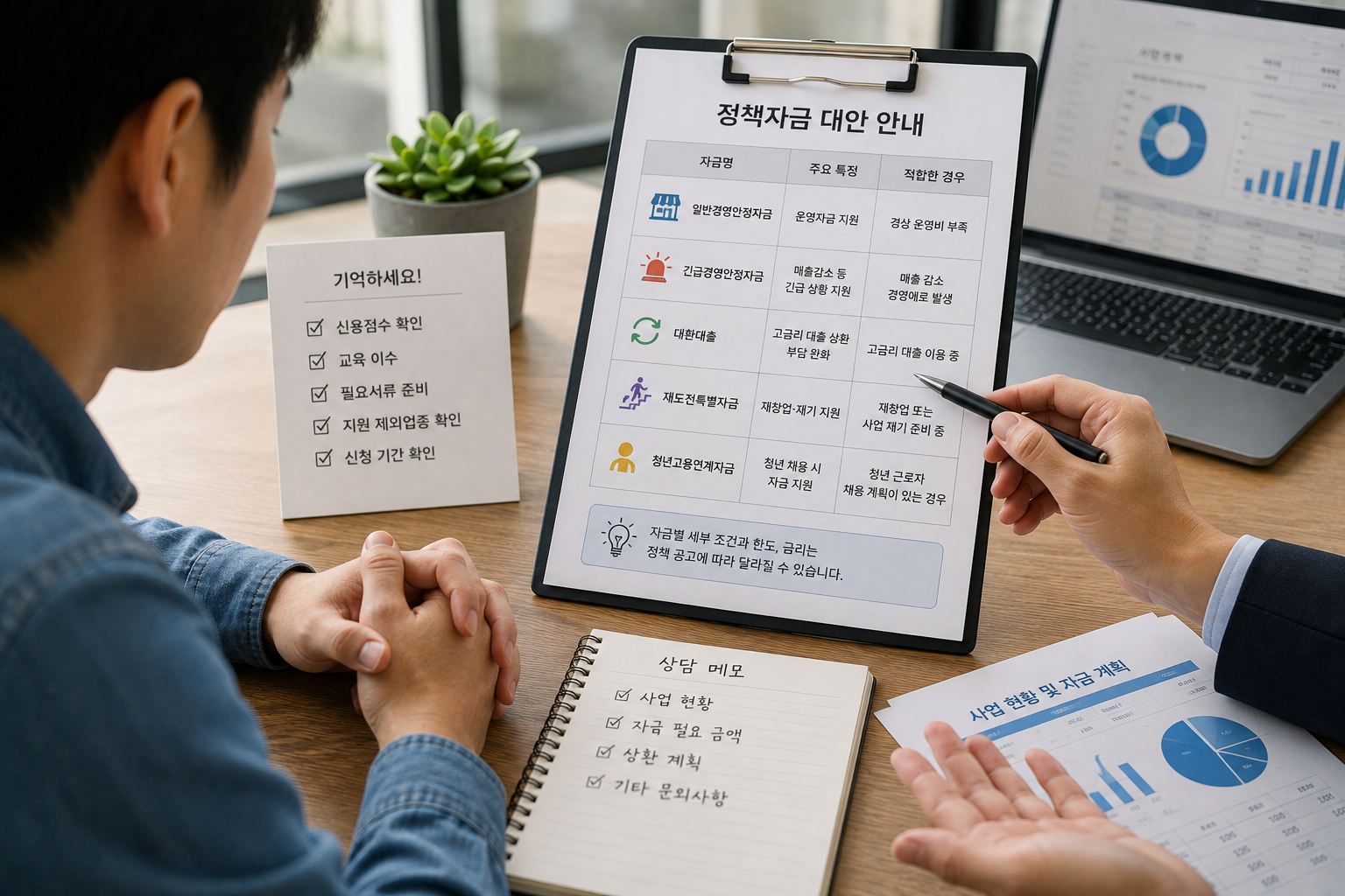 정책자금 상담 테이블의 하루