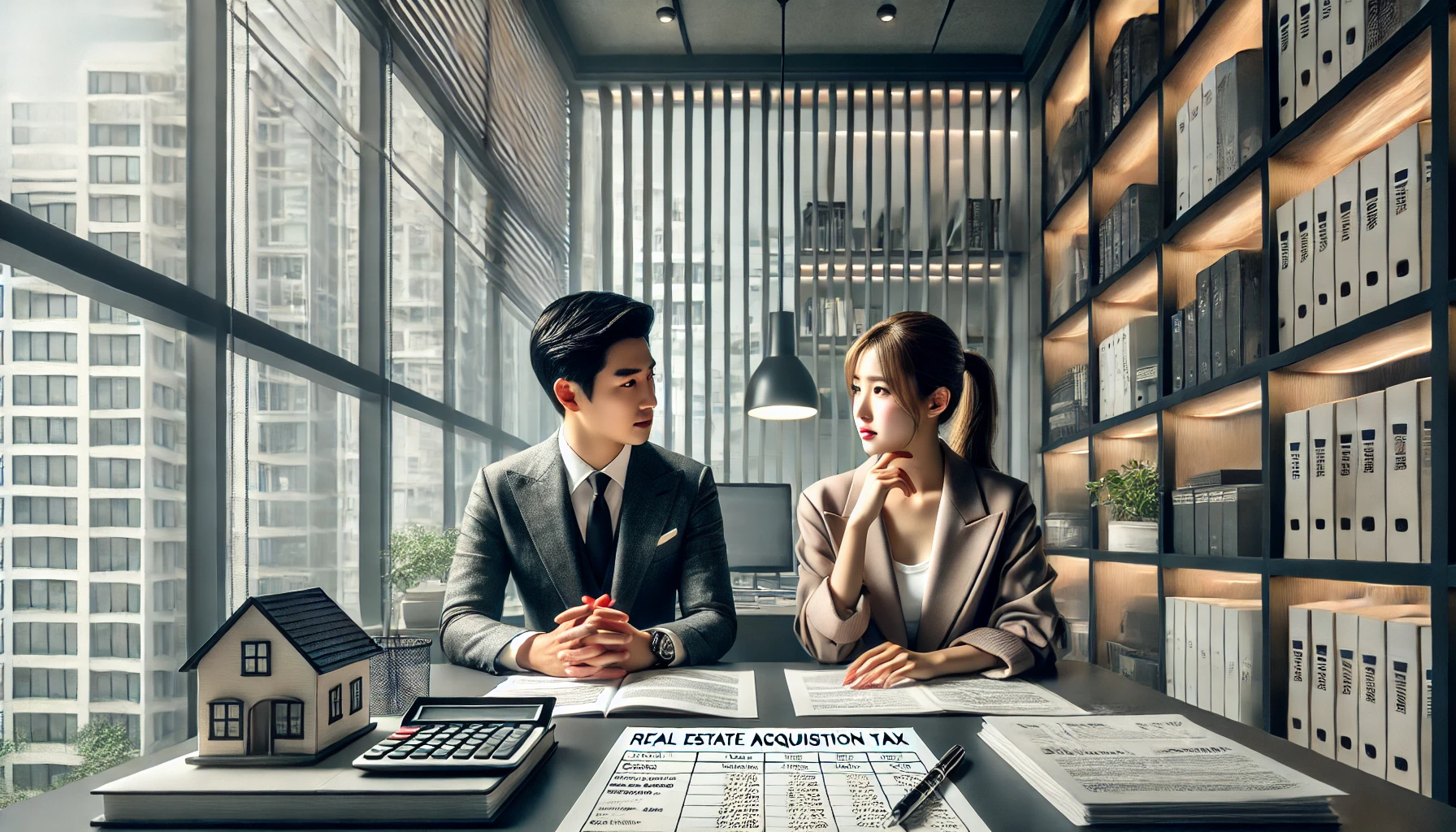 부동산 매수 세금 관련 상담하는 이미지
