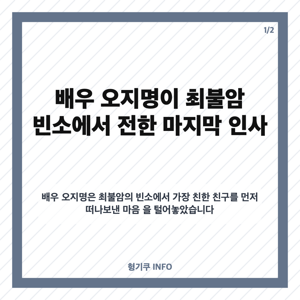 배우 오지명, 최불암 빈소에서 전한 마지막 인사와 오랜 인연 카드뉴스 1