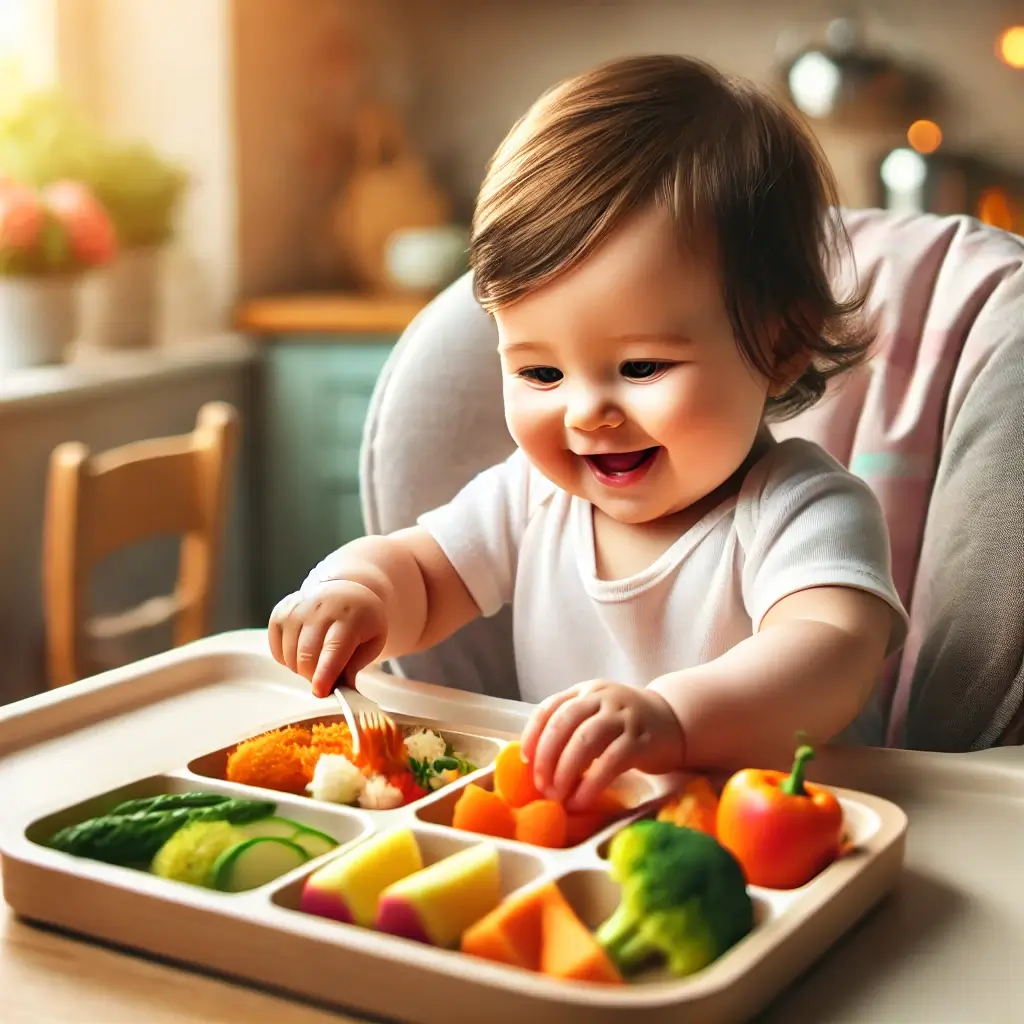 건강한 성장을 위해 이유식을 하고 있는 아기의 모습