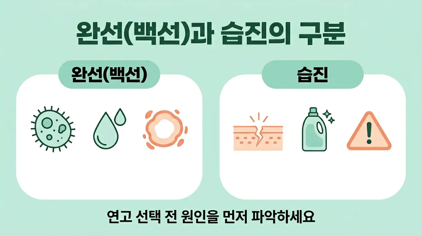 사타구니 완선과 습진 구별법 둥근 경계 가려움 진물