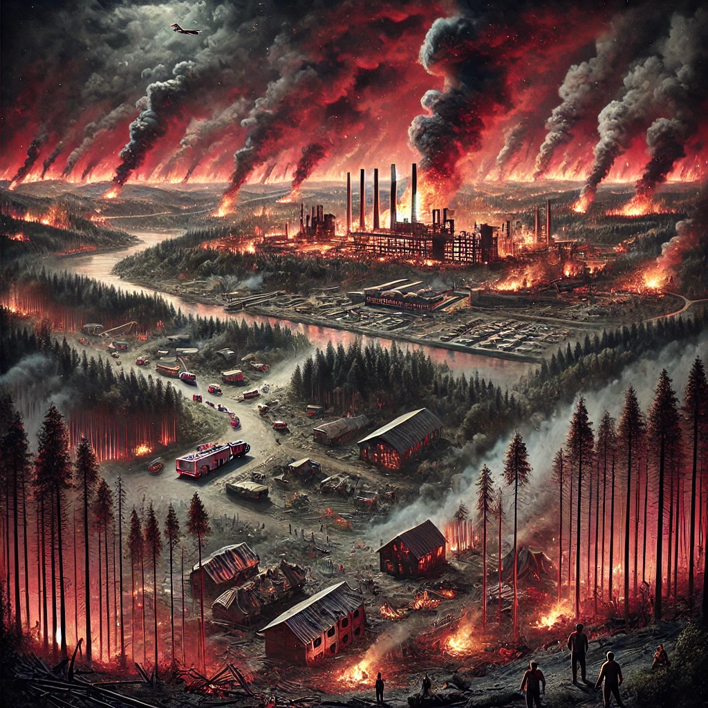 대형산불이 온세상을 태우고 있는 이미지