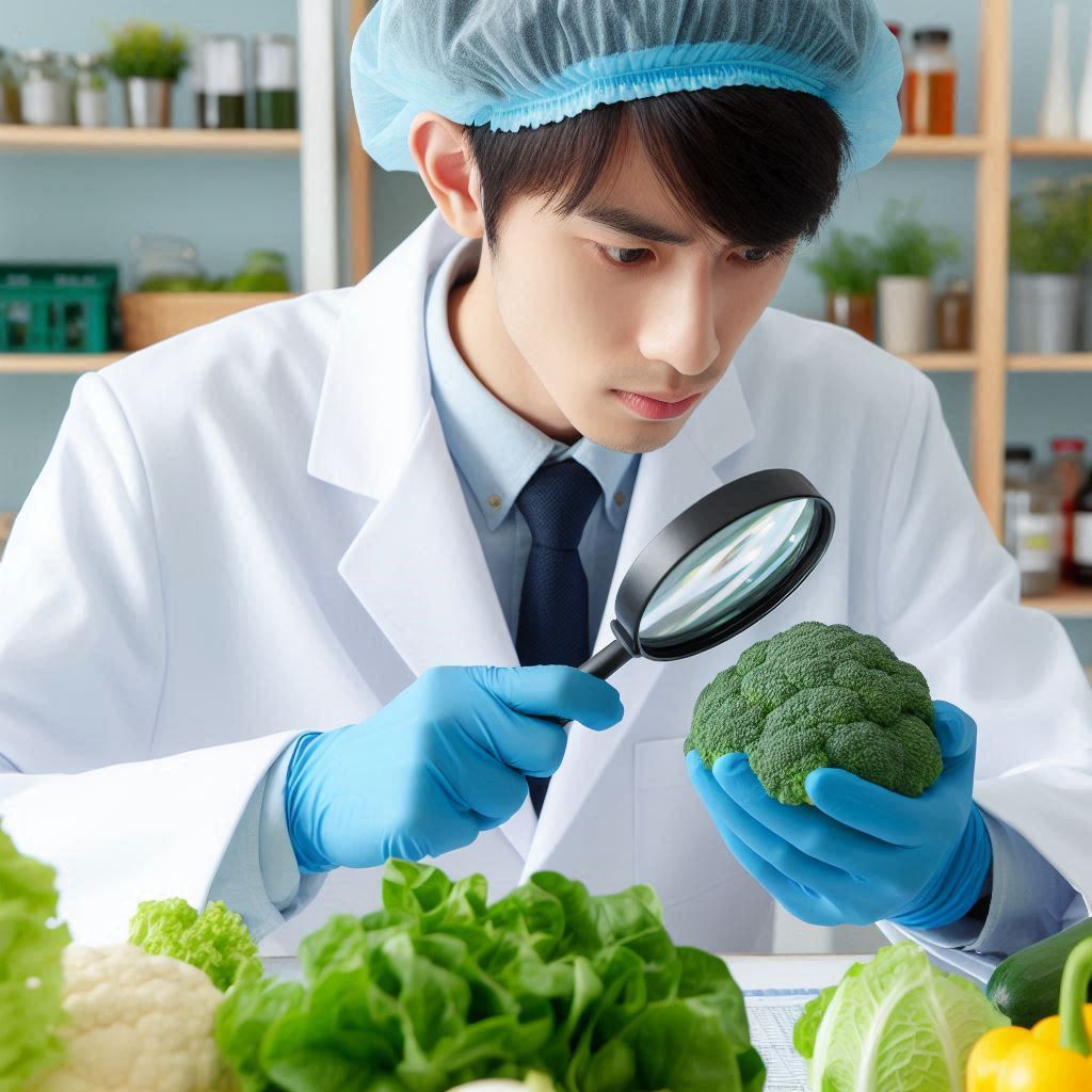 채소를 조사하는 식품조사관