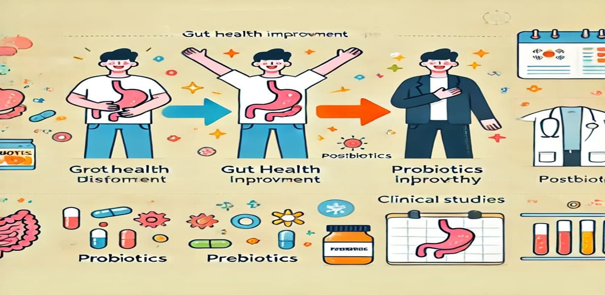 실제 장 건강 개선 사례와 연구 결과를 보여주는 인포그래픽