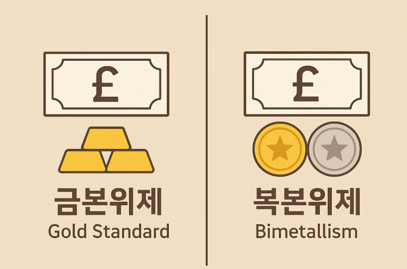 금본위제와 복본위제를 설명한 이미지입니다.