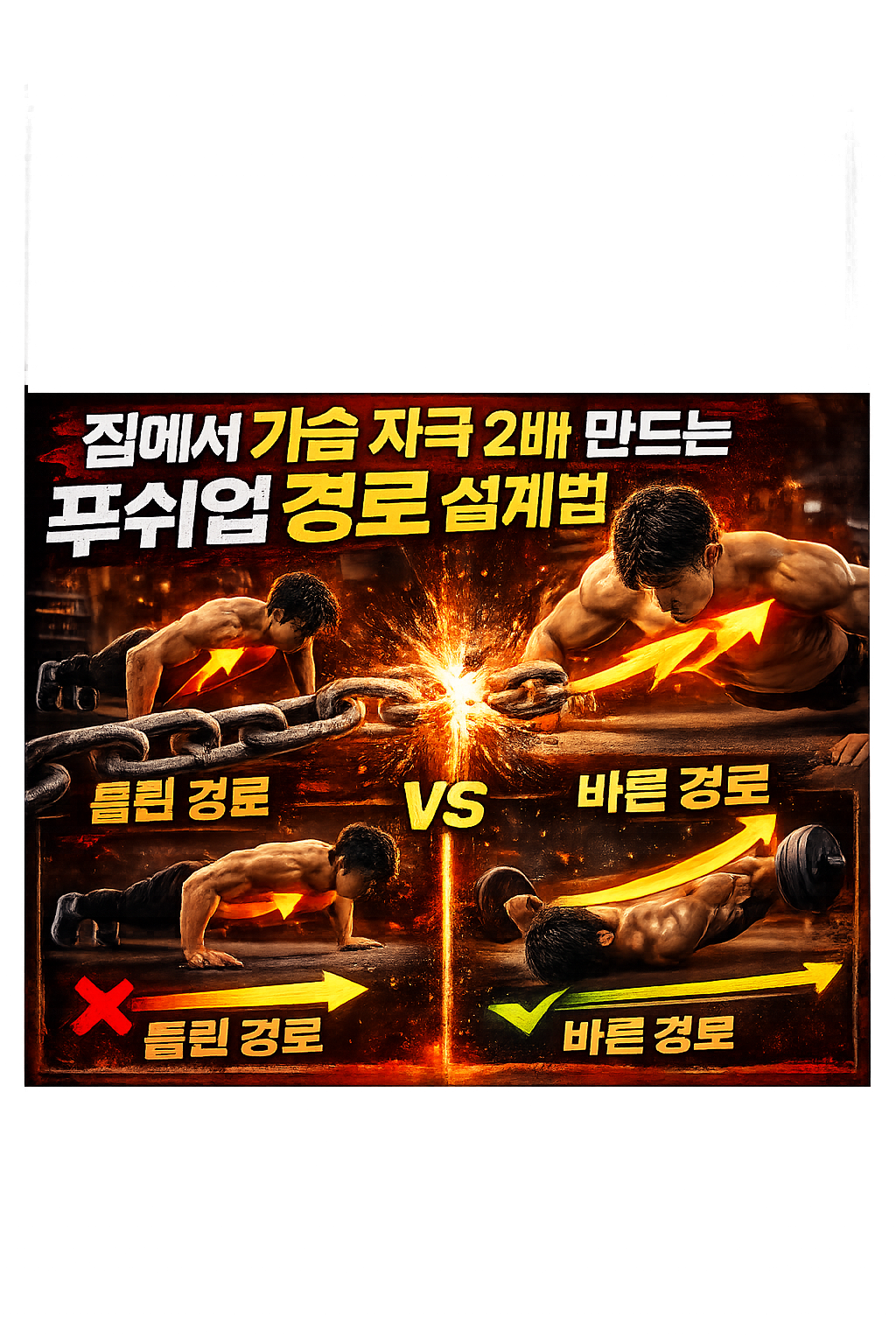 집에서 가슴 자극 2배 만드는 푸쉬업 경로 설계법