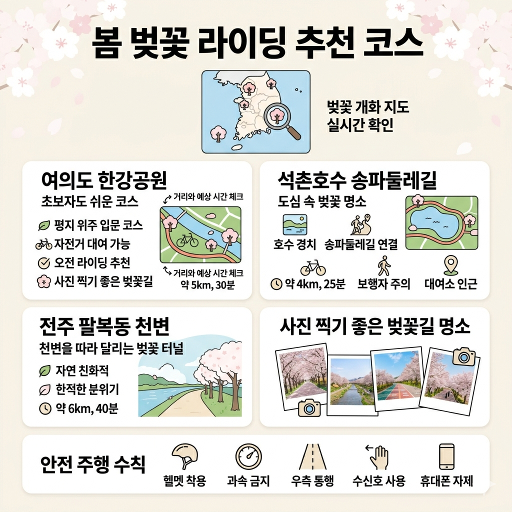 벚꽃 구경하며 자전거 타기 좋은 코스 인포그래픽