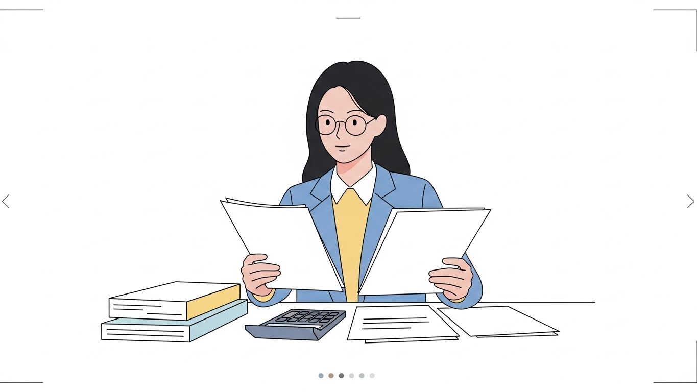 재택부업 알바 수익과 관련 서류를 살펴보는 모습, 수익 기준을 점검해야 합니다.