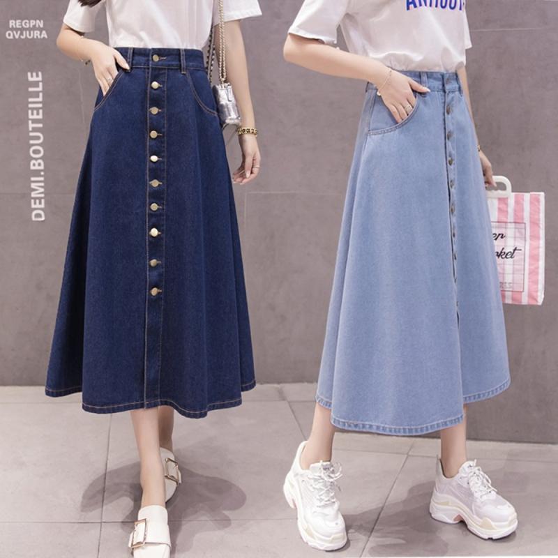 데님 롱 스커트 여성 여름 청치마 캐쥬얼 롱치마