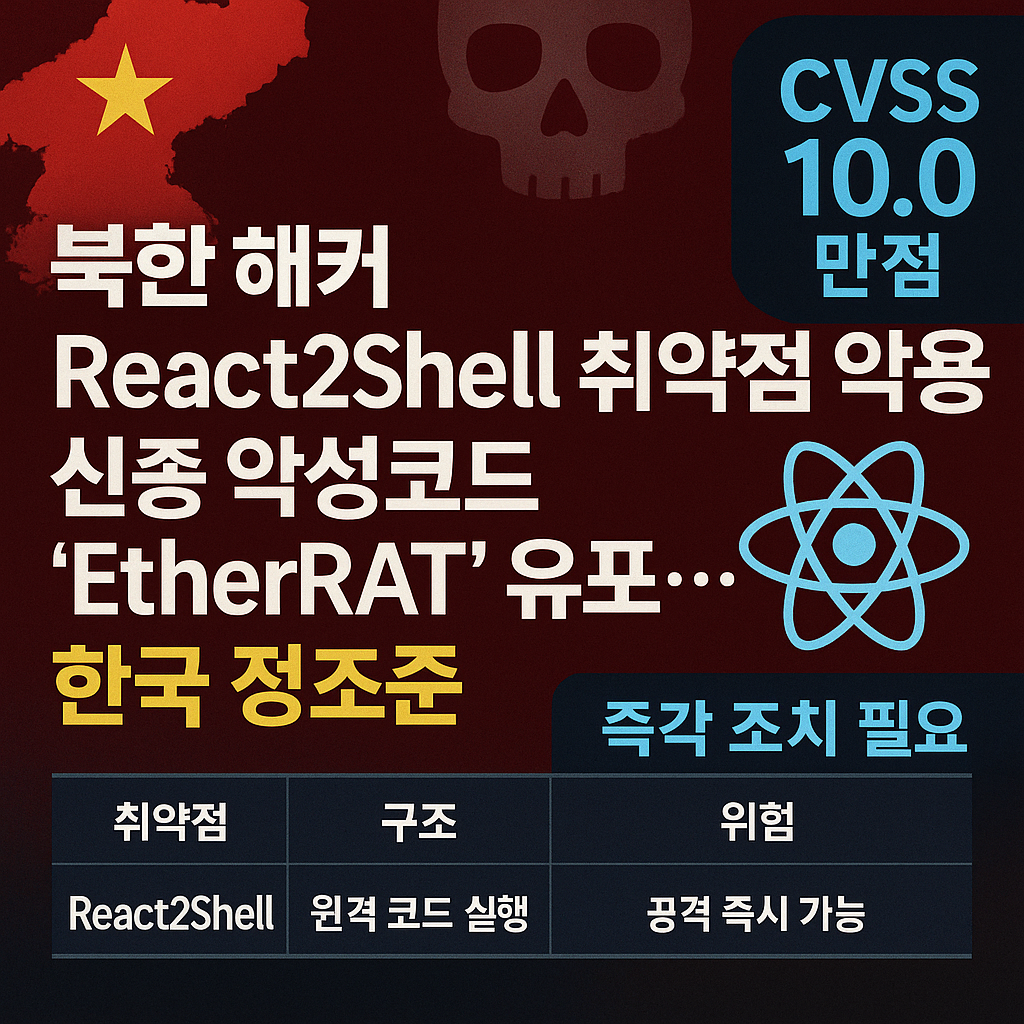 북한 해커 React2Shell 취약점 악용 EtherRAT 유포