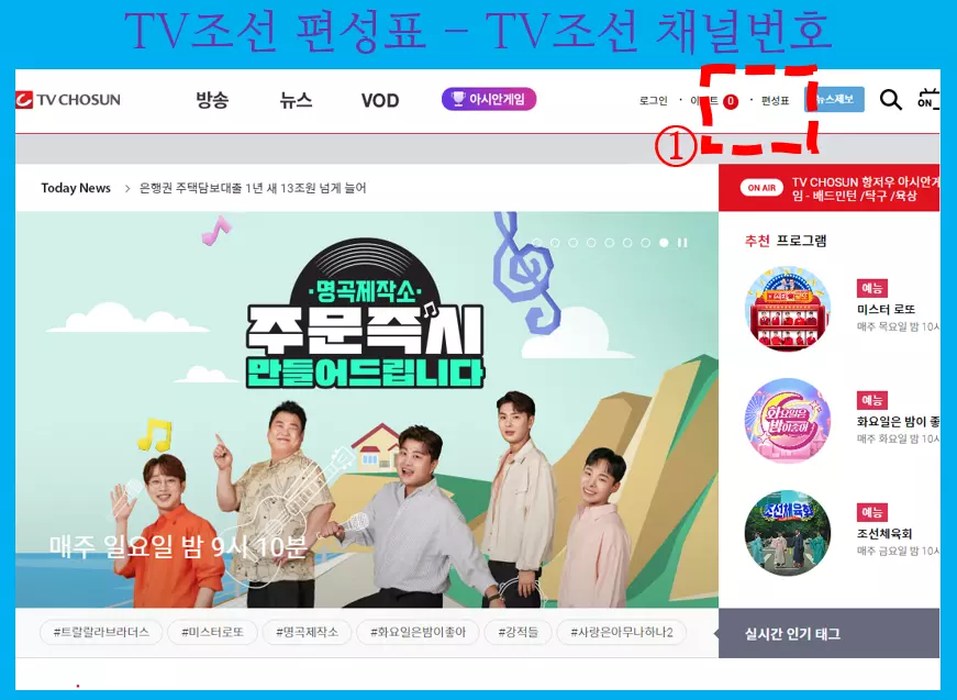TV조선2 편성표 - TV조선2 채널번호