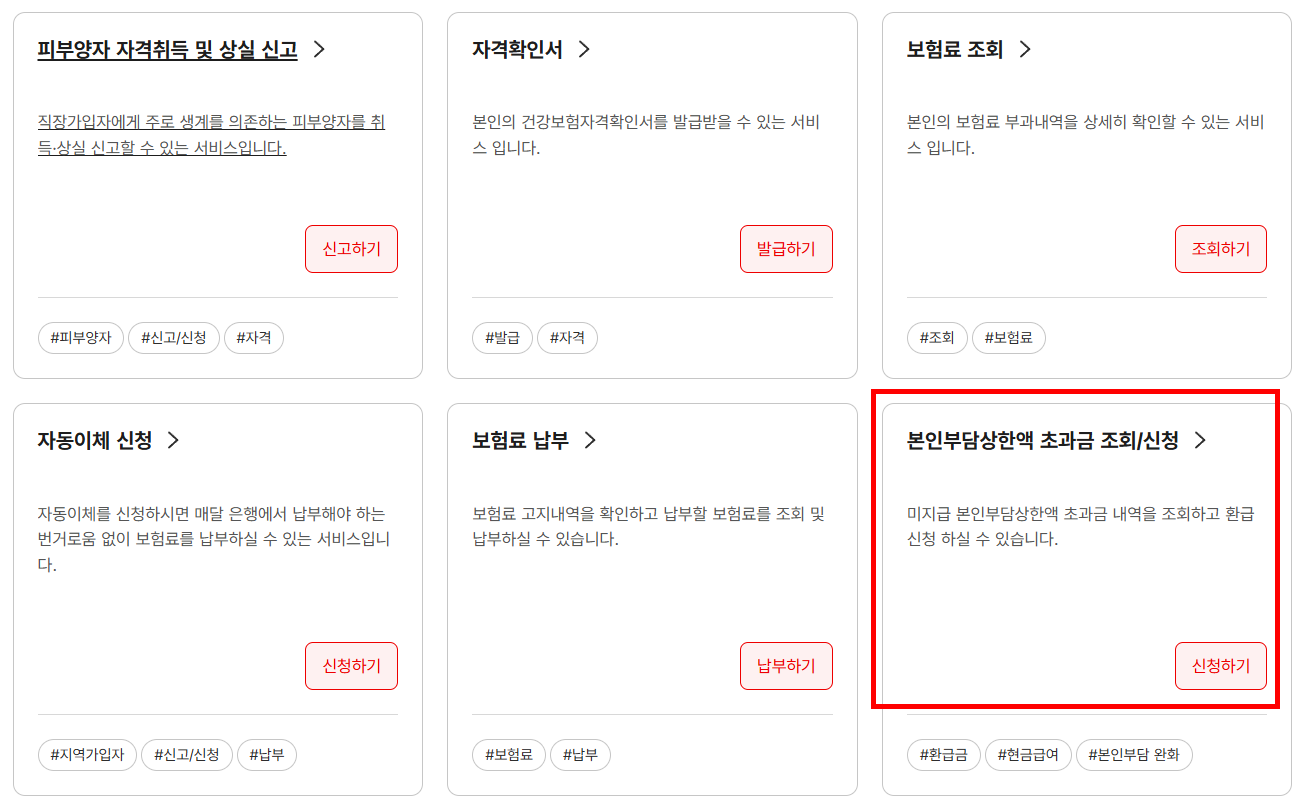 의료비 본인부담상한액 초과금 조회방법