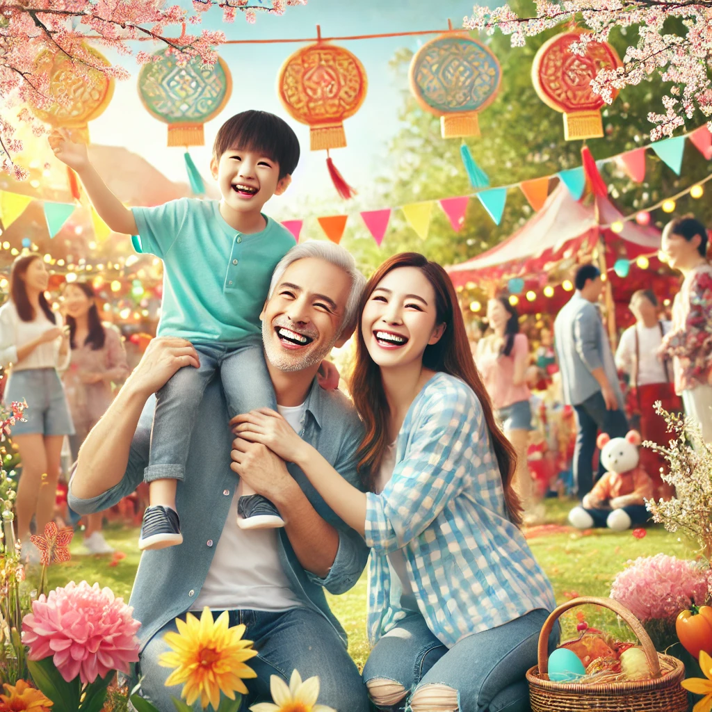 가족 봄 여행사진입니다.