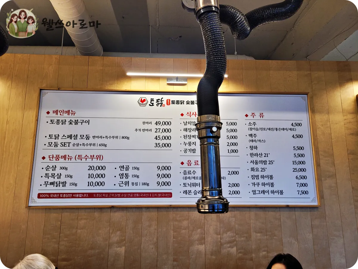 토닭메뉴판-벽사진