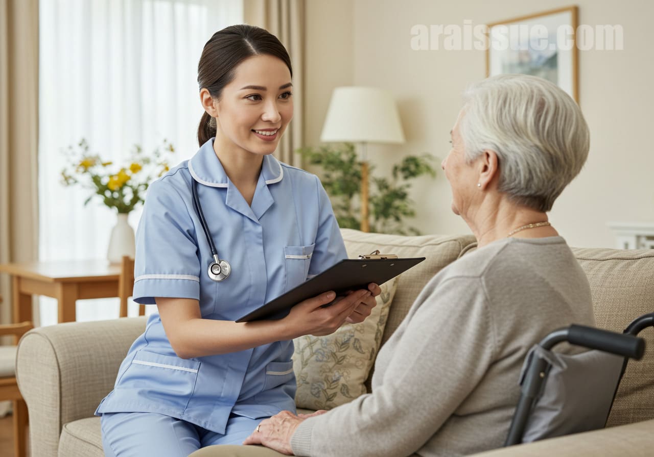 간병, 요양보호, 방문요양 등 다양한 서비스를 포함한 노인을 위한 맞춤형 지원 시스템을 보여주는 이미지입니다. 이 제도는 경제적 부담을 줄이고 실질적인 지원을 제공하는 역할을 강조하고 있습니다.