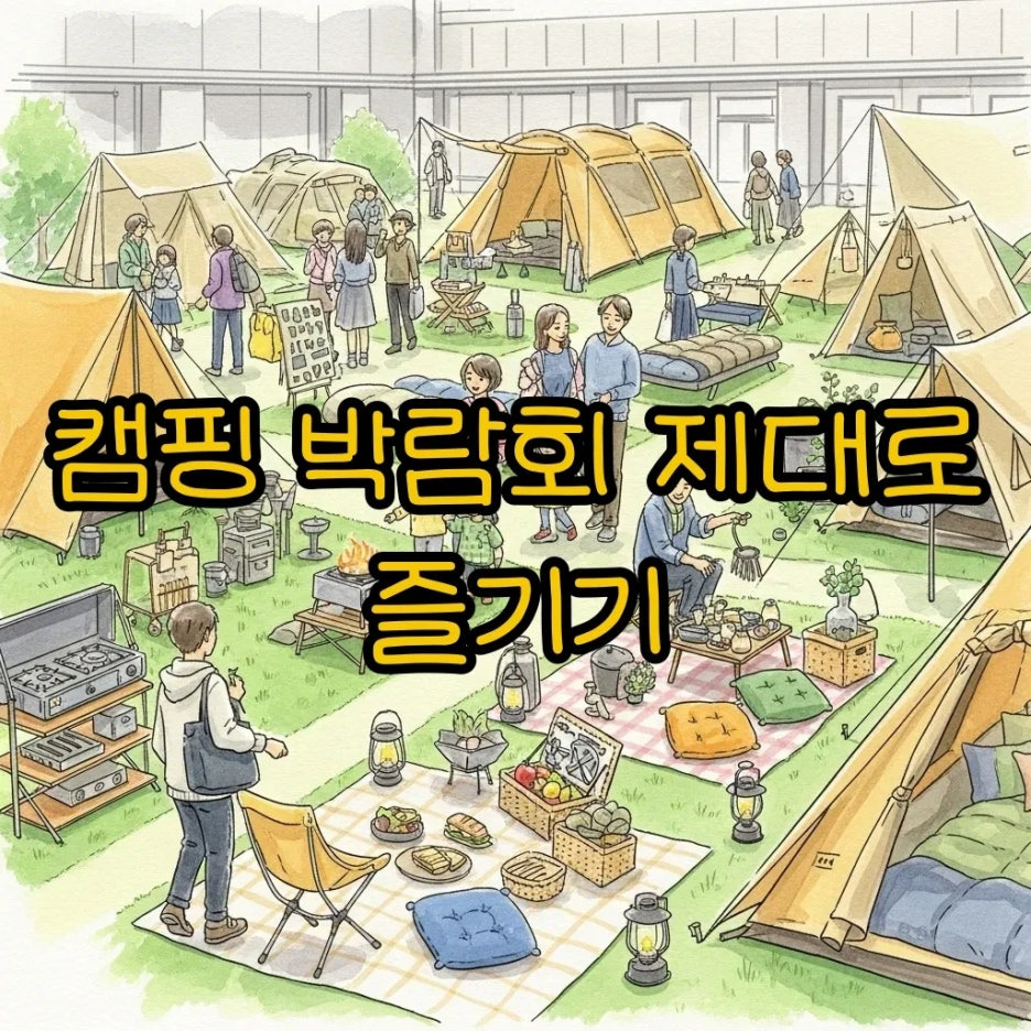 활기찬 캠핑 박람회에서 즐거운 사람들