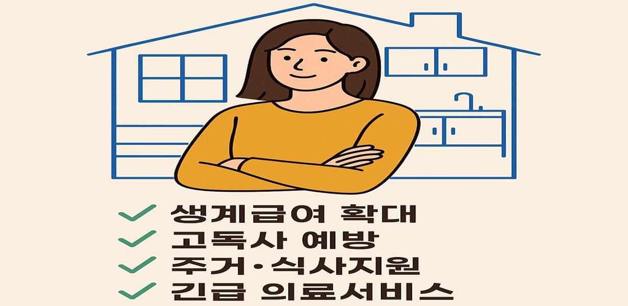 "2025년 청년 1인가구 주거 및 의료지원 확대 안내 이미지, 생계급여·고독사 예방 포함"