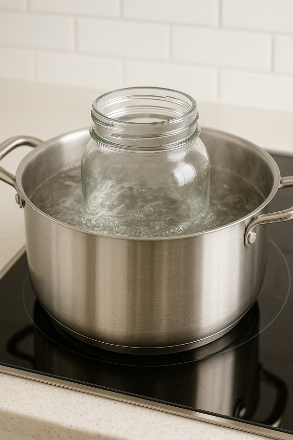 열탕하는 유리병 사진