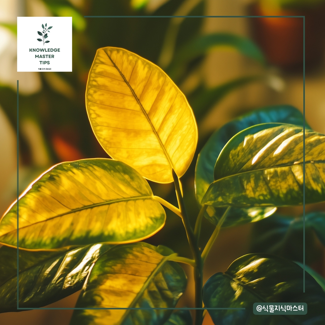 빛 부족의 증상: 잎이 노랗게 변함