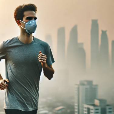 마스크를 쓰고 러닝하고 있는 남성