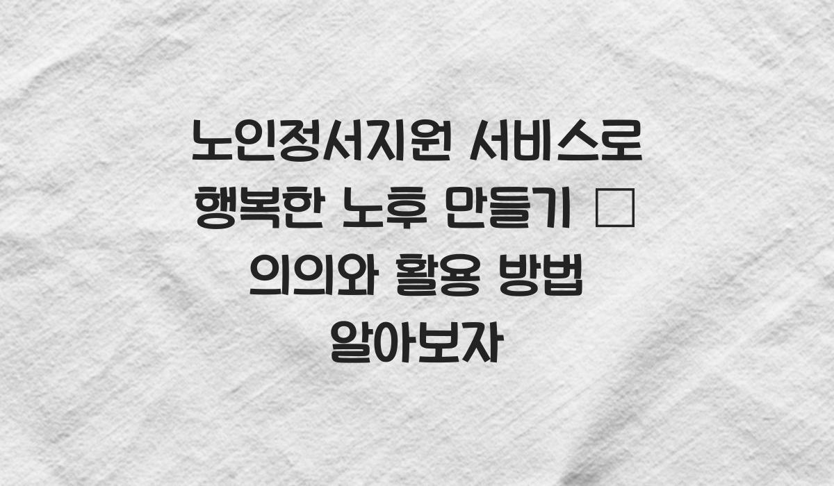 노인정서지원 서비스