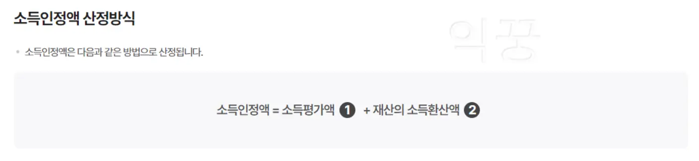 소득인정액 산정방식 사진