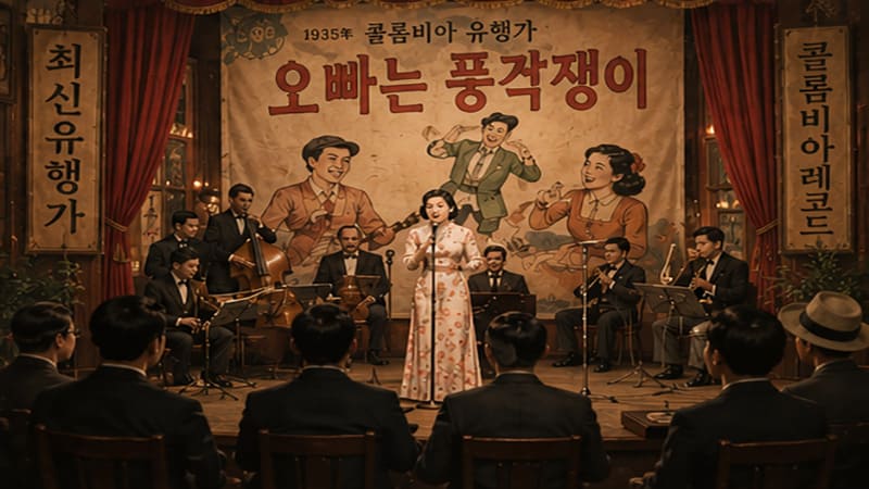 <img src="retro-korean-stage.jpg" alt="복고풍 한국 근대가요 공연 무대를 표현한 이미지">
