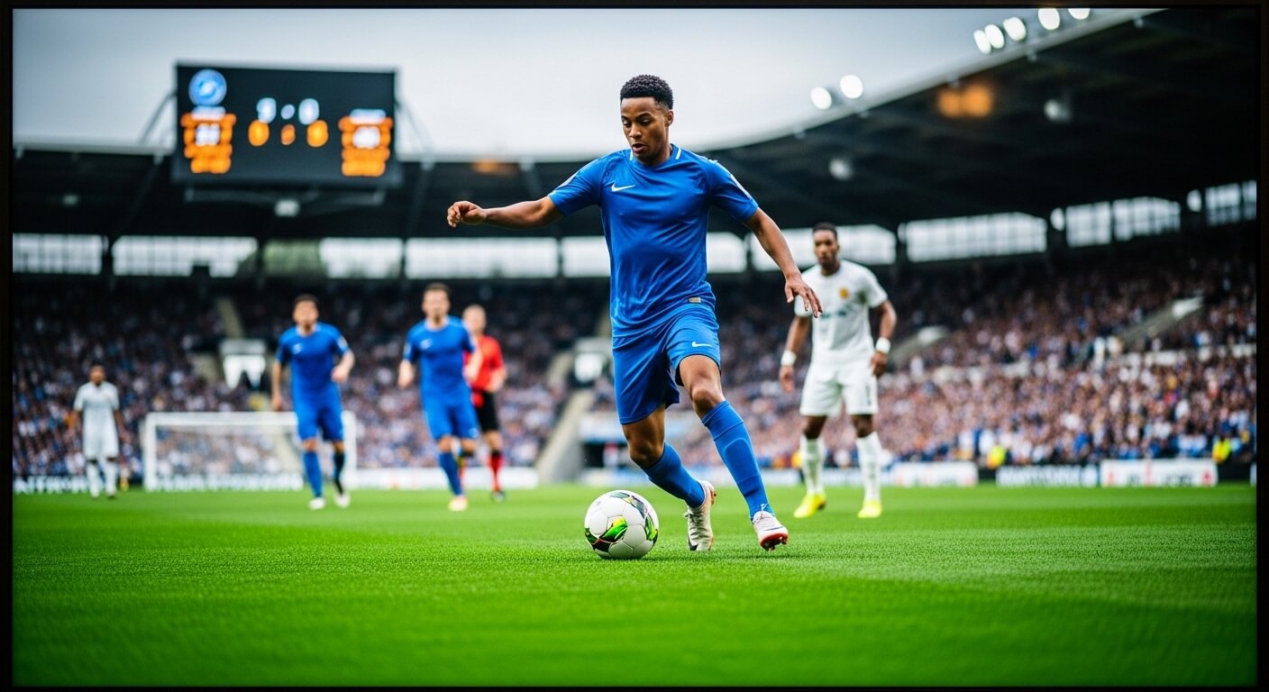 스타디움에서 진행 중인 축구 경기