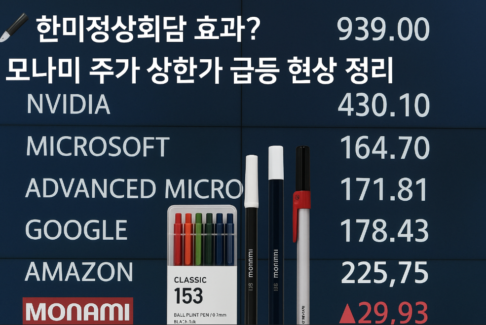 한미정상회담 효과? 모나미 주가 상한가 급등 현상 정리