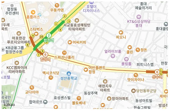 숨은 벚꽃 명소- 서울 양화로 6길-지도