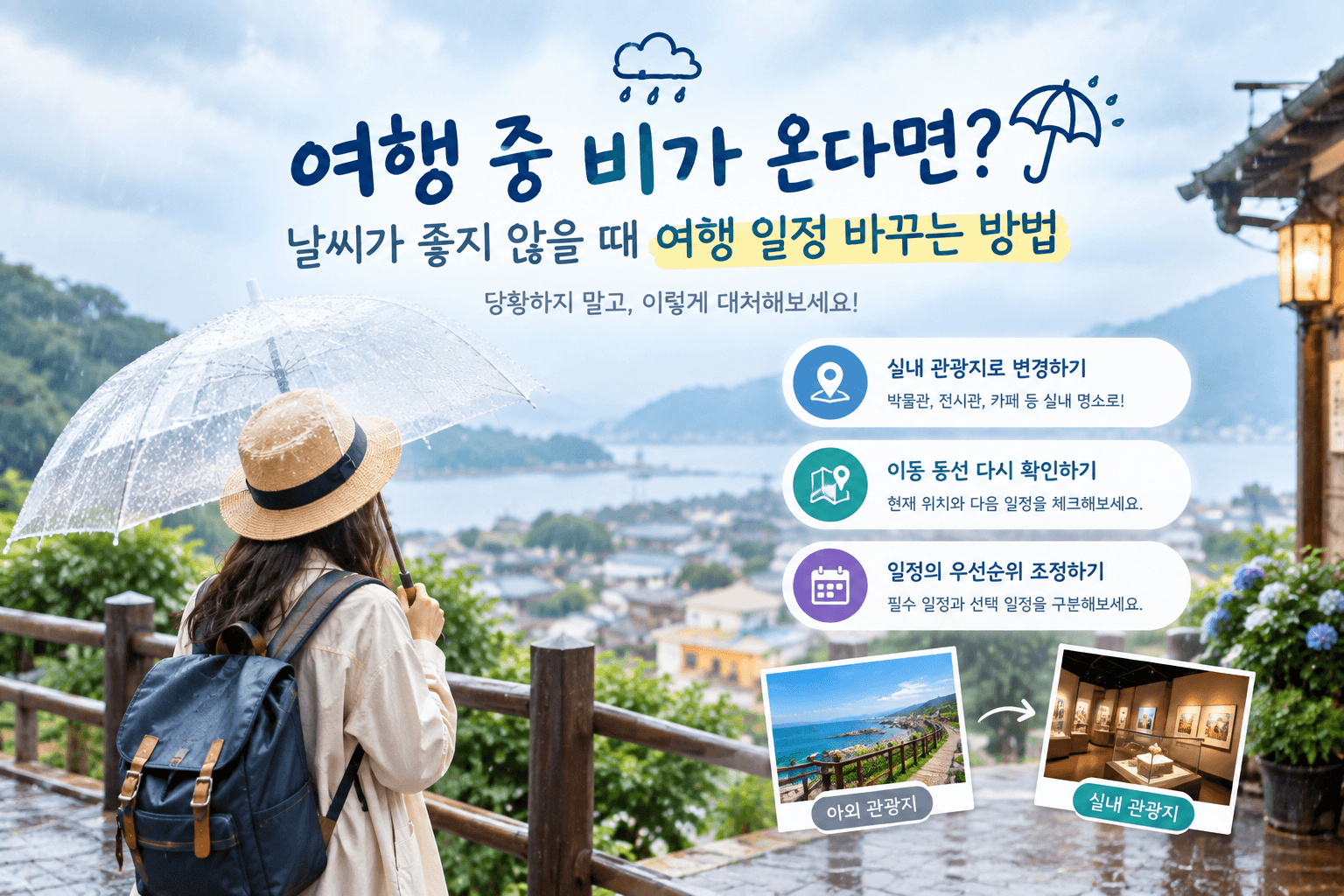 여행 중 비가 온다면 여행 일정 바꾸는 방법