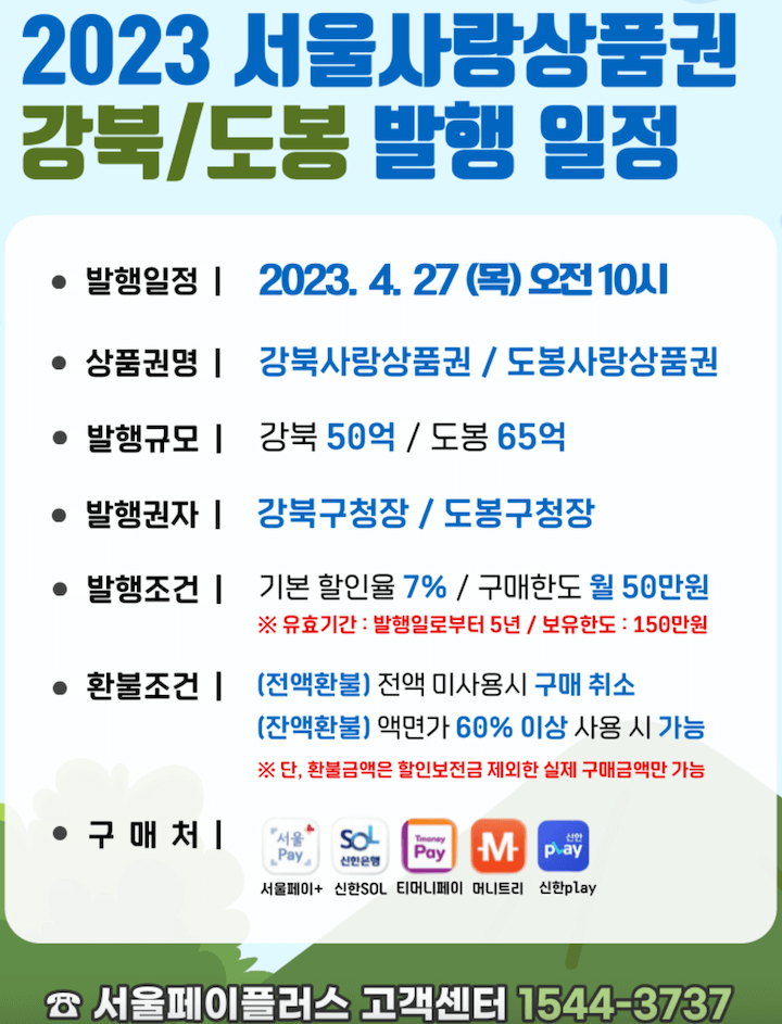 2023-서울사랑상품권-강북-도봉-발행일정-공지