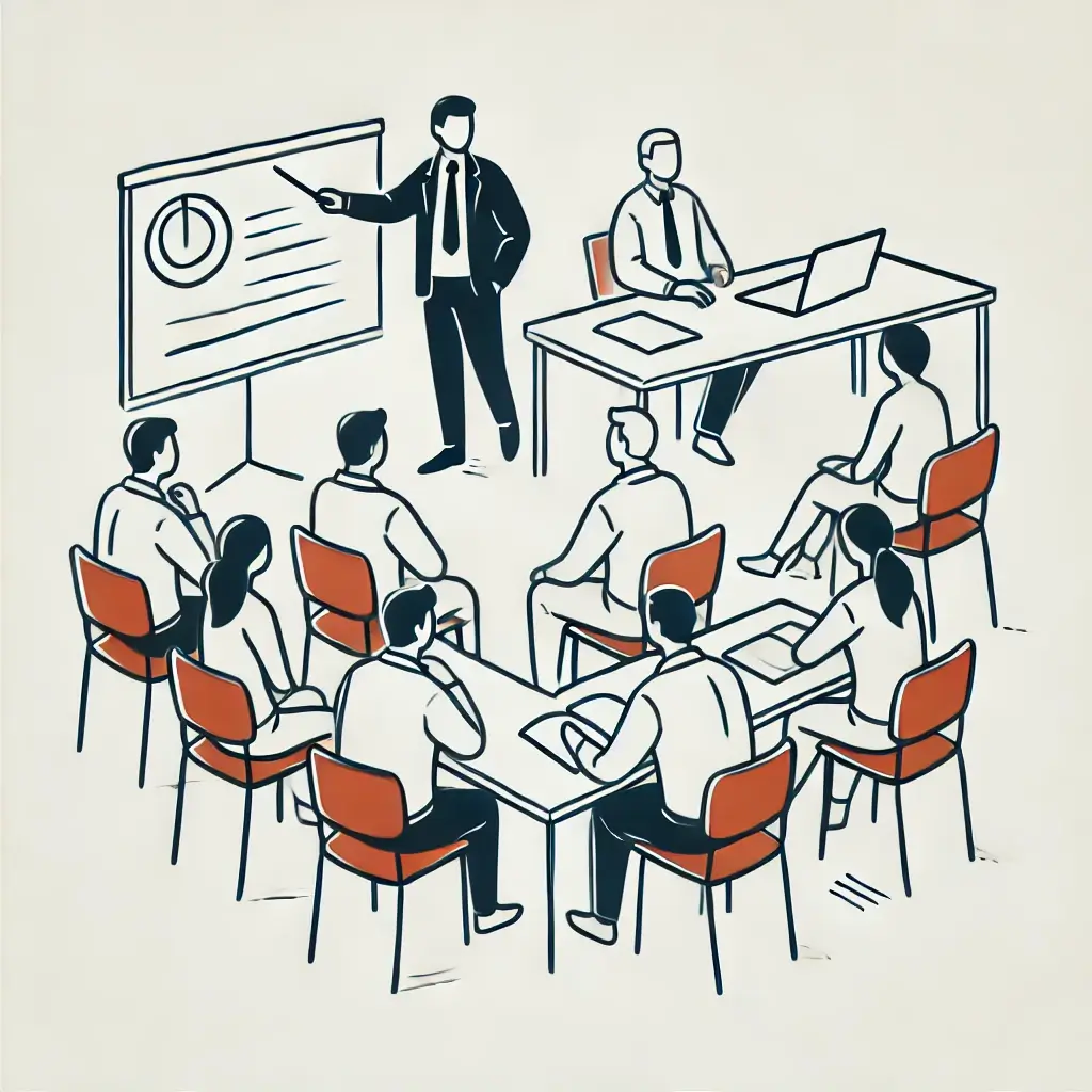 훈련 과정에서 교육을 받는 사람들의 모습.