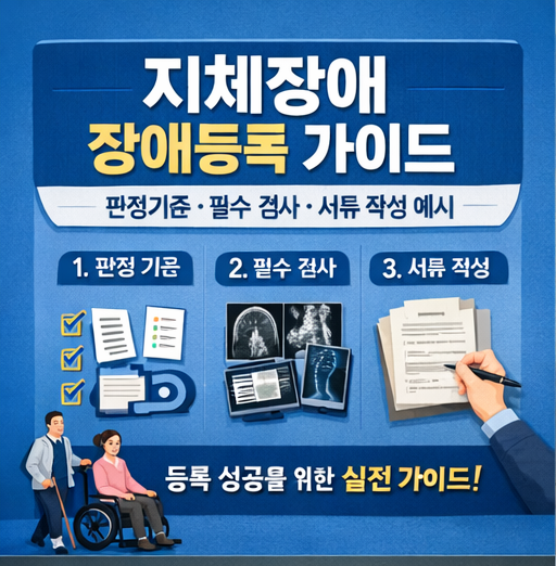 지체장애 장애등록 가이드: 판정기준·필수검사·서류 작성 예시