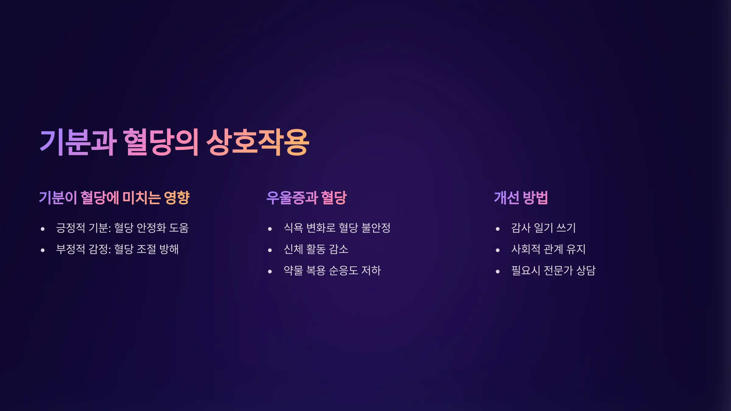 기분과 혈당의 상호 작용