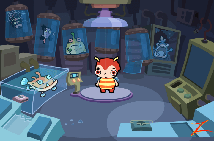 아이탈출2-플래시게임-플레이-아이가-버튼을-눌러-벌로-변신하는-화면