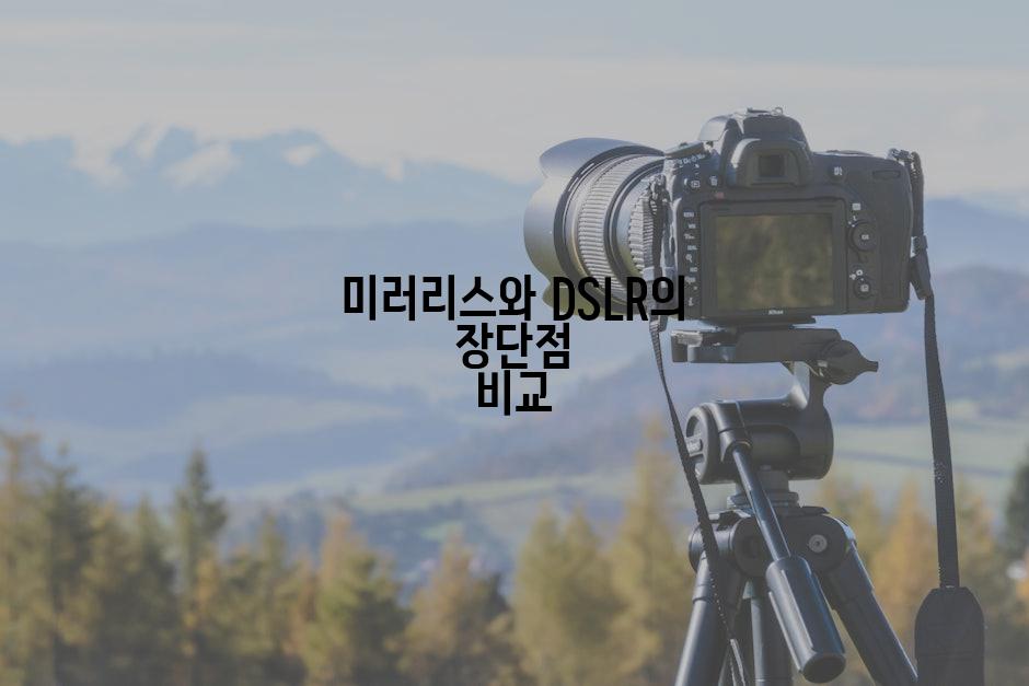미러리스와 DSLR의 장단점 비교