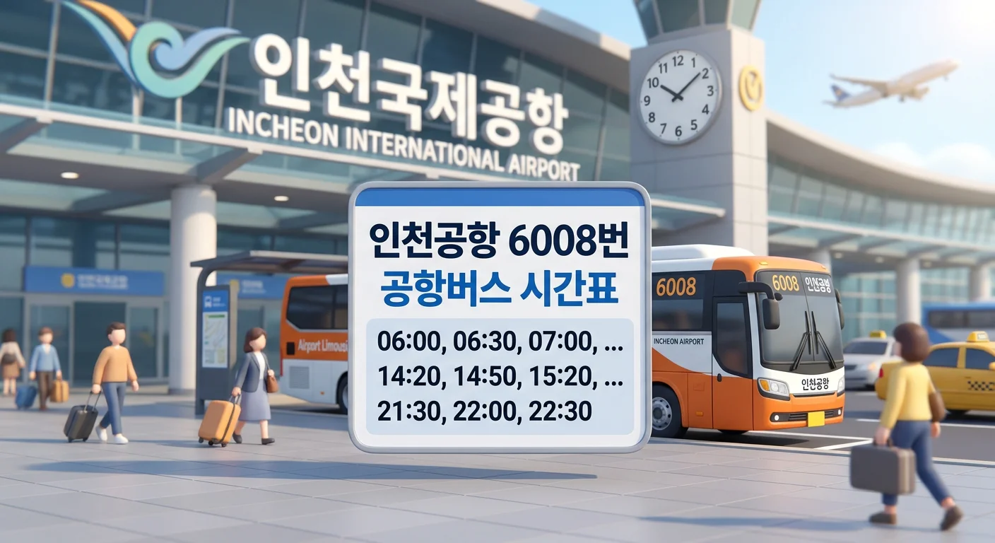 인천공항 6008번 공항버스 시간표와 요금 (강서·보라매·동작 방면)