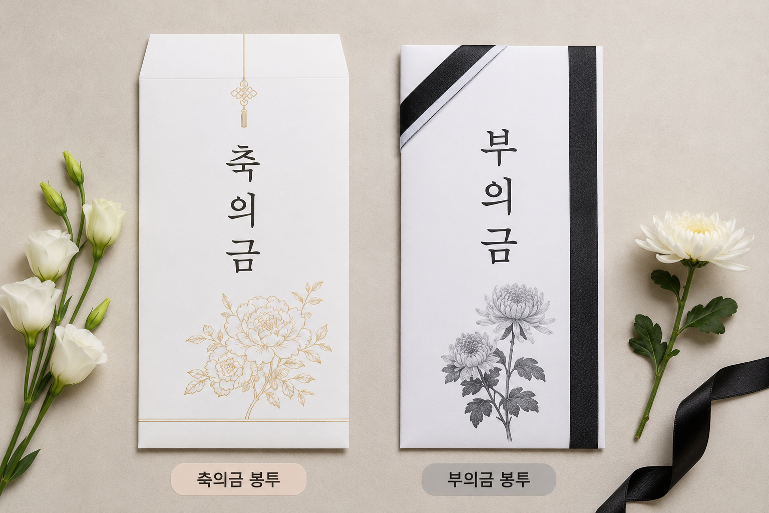 축의금 봉투와 부의금 봉투