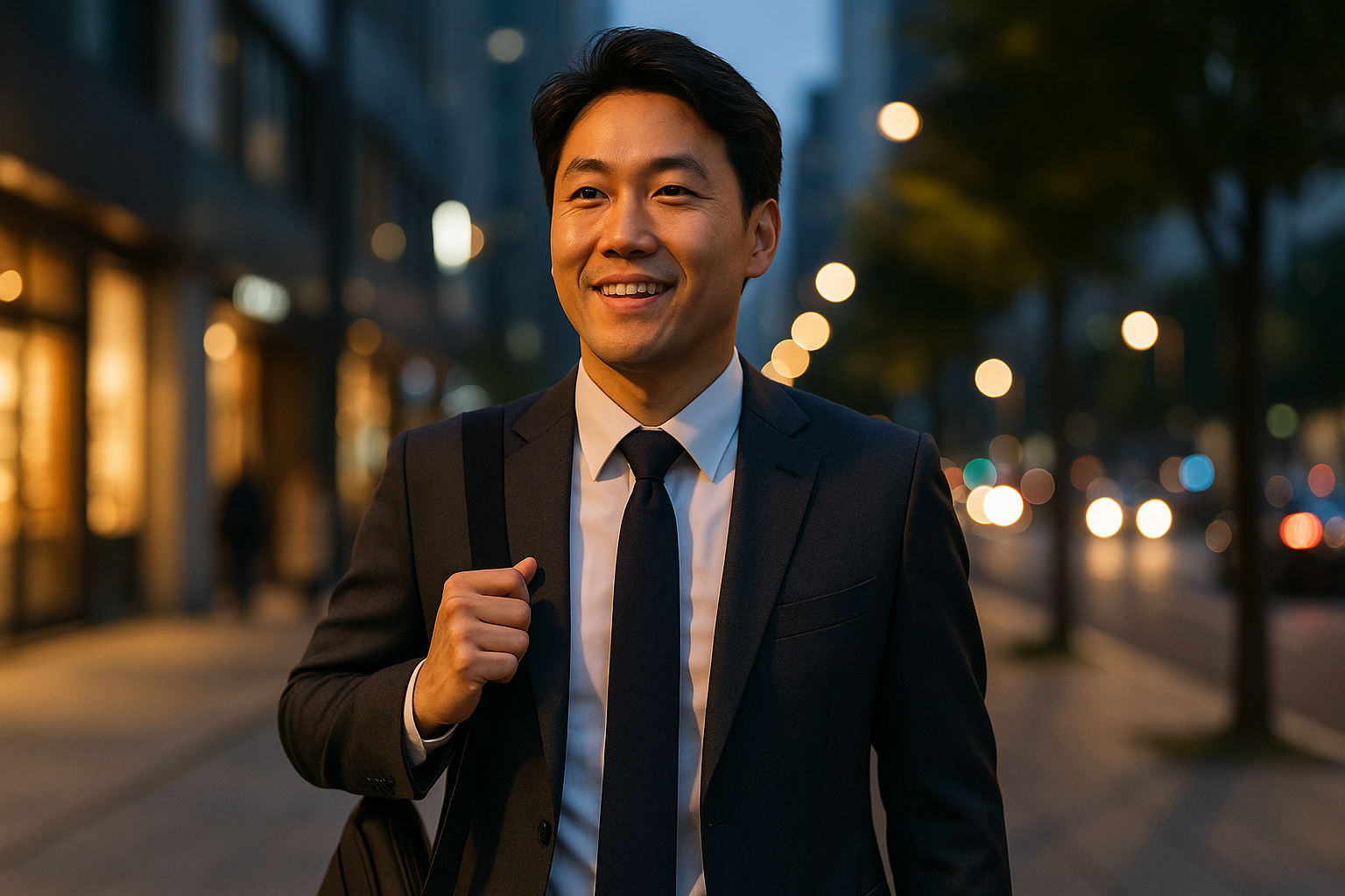 퇴근하고 있는 직장인의 남성