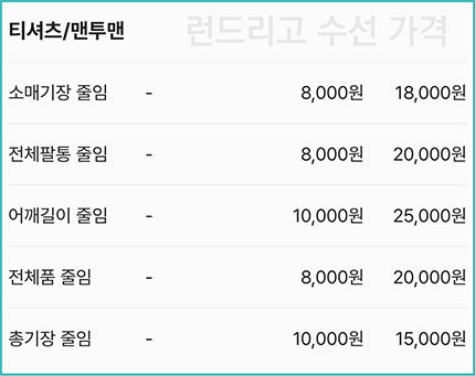 런드리고-옷-수선-가격