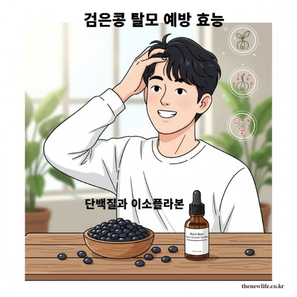검은콩 탈모 예방 효능 &ndash; 단백질과 이소플라본이 모근을 강화하고 두피 혈류를 개선하는 모습