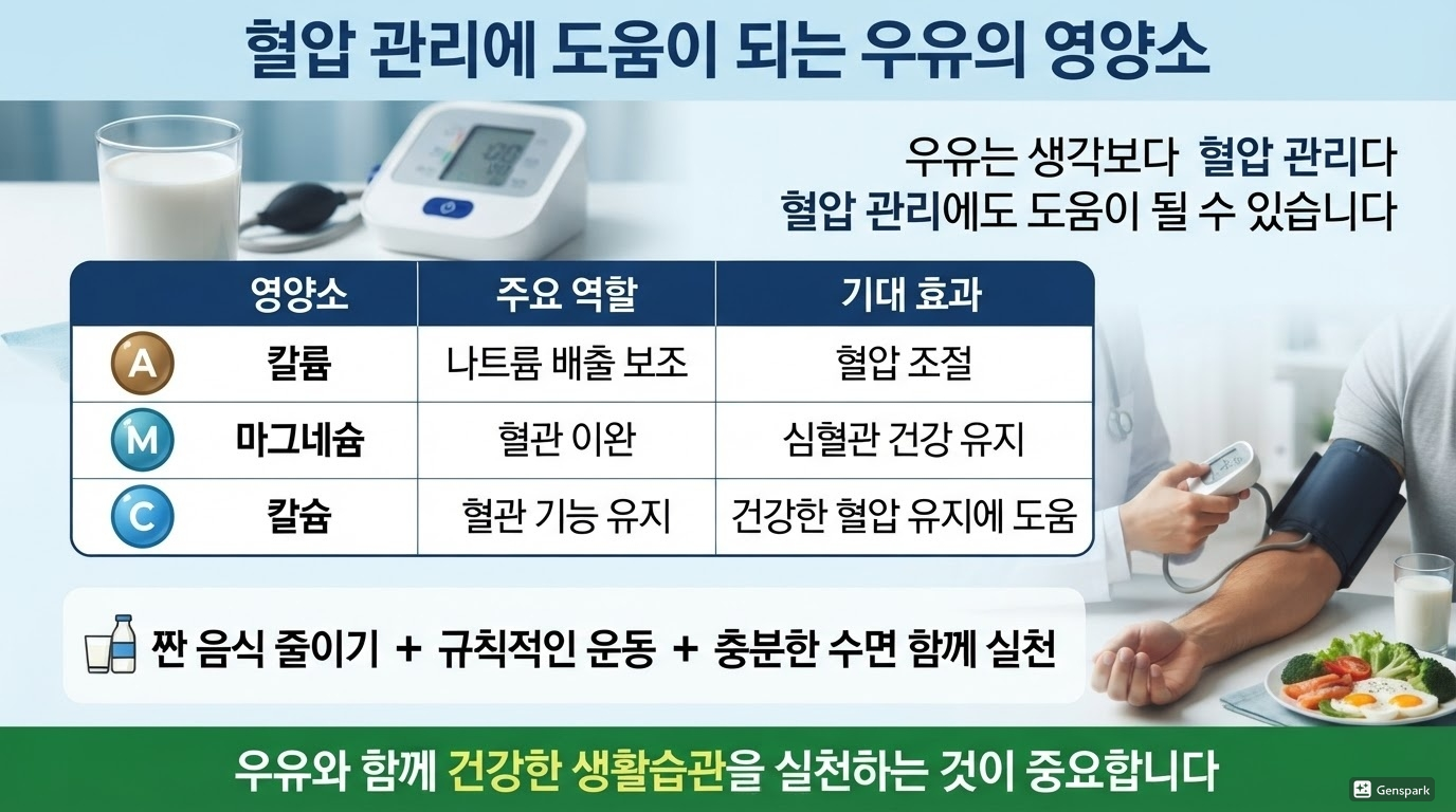 혈압 관리에 도움이 되는 우유의 영양소