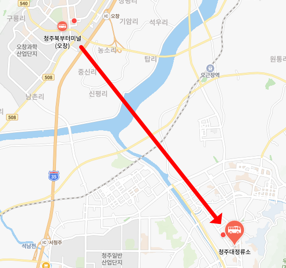청주버스정류장 위치-지도