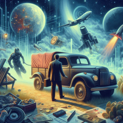 과학적 상징들이 무수히 펼쳐진 기계적 풍경.