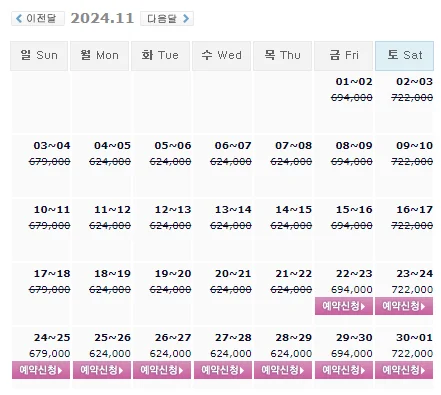더헤븐cc 1박 2일 골프 패키지 가격 및 날씨 (11월 22일)