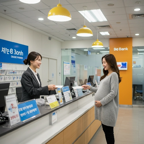 임신 출산의료비 관련 문의를 하는 여성의 사진