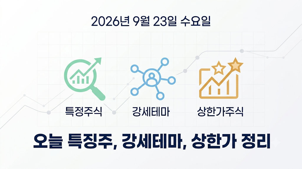2026년 9월 23일 오늘 특징주, 강세테마, 상한가 정리하기 썸네일 이미지